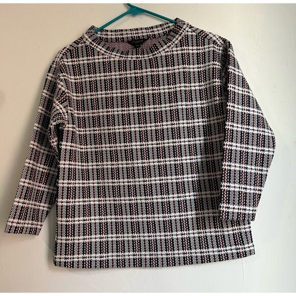 Ann Taylor Plaid Mock Neck Cotton Blend Sweater Size XS Petite Academia Career - Picture 3 of 6